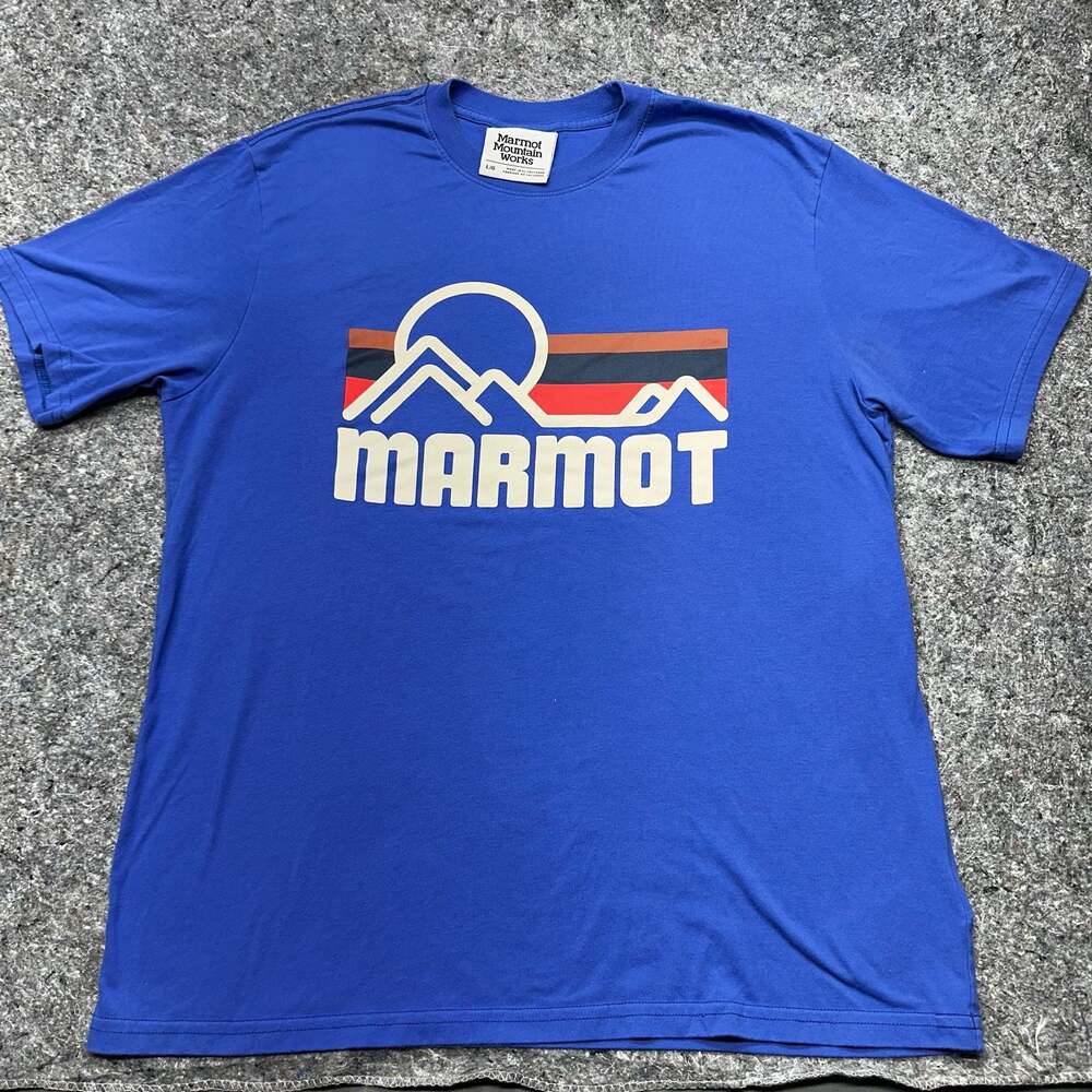 Marmot Mountain Works Graphic T-Shirt Blue Size Large